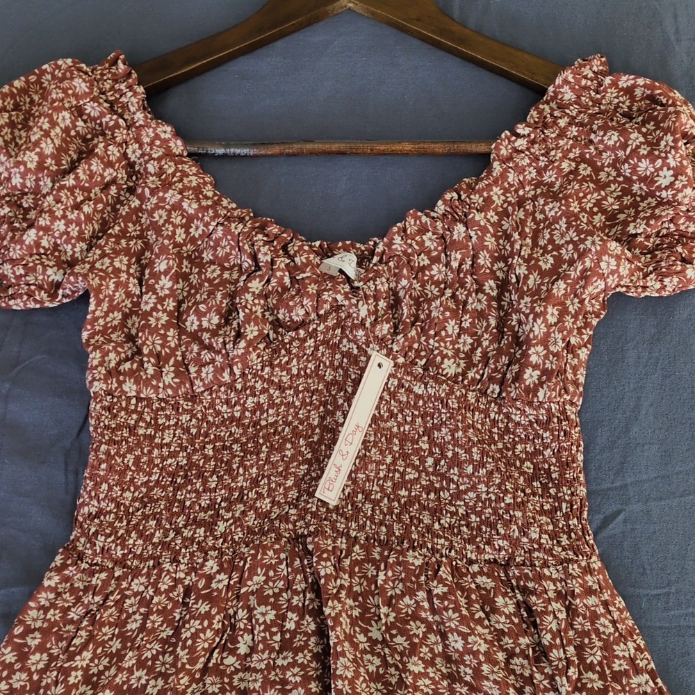 Floral Rust Color Dress - Picture 4 of 4